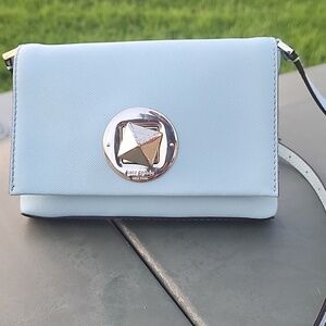 Kate Spade Sally Newberry Lane Blue Hydrangea Saffiano Leather Crossbody Bag